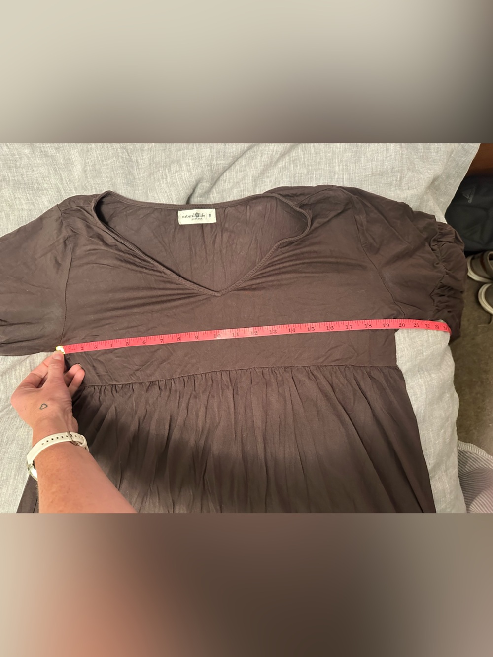 NATURAL LIFE Charlotte Chocolate Brown V‑Neck Tiered Maxi Dress - Picture 5 of 8